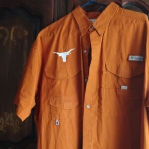 Columbia PFG Sportwear Burnt Orange Button-Up Shirt Size XL